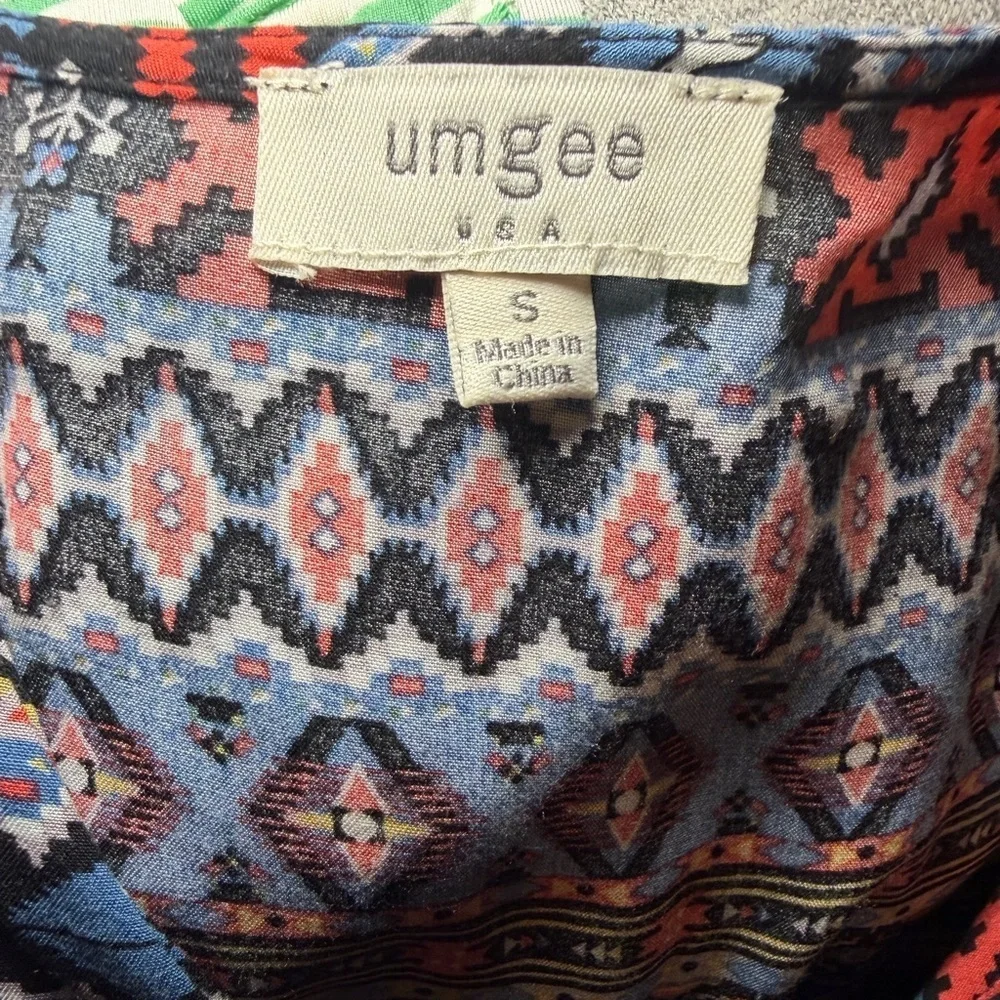 Umgee Southwestern Print Tunic Dress Small Aztec Navajo Boho Fall Lightweight.
